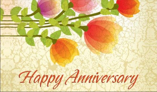 Custom Anniversary Flower Design PERSONALISED Pretty UR Party Flat, Non Folded 270 GSM Glossy 50 Best Wishes Cards