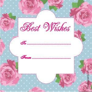 Custom Best Wishes Floral Design PERSONALISED Pretty UR Party Flat, Non Folded 270 GSM Glossy 50 Best Wishes Cards
