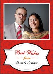 Custom Best Wishes with Photo & Red Background PERSONALISED Pretty UR Party Flat, Non Folded 270 GSM Glossy 50 Best Wishes Cards