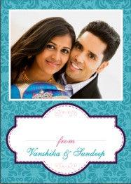 Custom Best Wishes with Photo & Blue Background PERSONALISED Pretty UR Party Flat, Non Folded 270 GSM Glossy 50 Best Wishes Cards