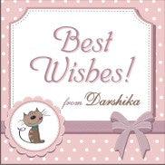 Custom Best Wishes with Ribbon & Cat PERSONALISED Pretty UR Party Flat, Non Folded 270 GSM Glossy 50 Best Wishes Cards