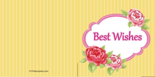Custom Best Wishes Yellow Floral PERSONALISED Pretty UR Party Flat, Non Folded 270 GSM Glossy 50 Best Wishes Cards