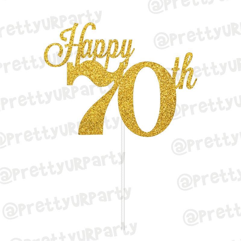 70th Birthday Cake Topper THEME PARTIES Pretty UR Party Card Stock Glitter Paper