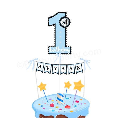 No. 1 Cake Topper and Cake Bunting - Blue ALL PARTY SUPPLIES Pretty UR Party
