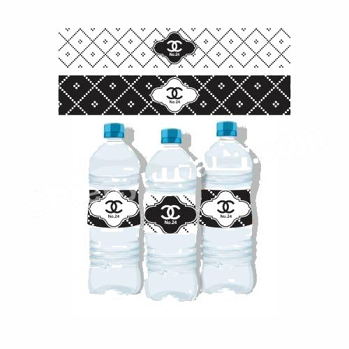 Chanel Theme Water Bottle Labels