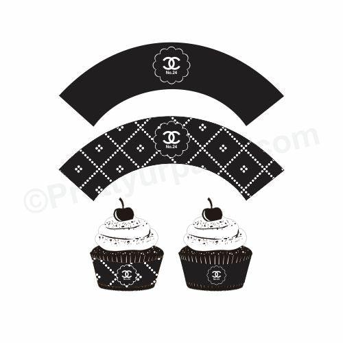 Chanel Theme Cupcake Wrappers THEME PARTIES Pretty UR Party Default Title