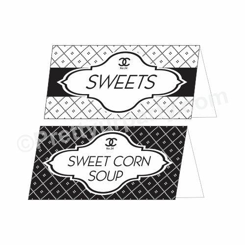 Chanel Theme Food Labels / Buffet Table Cards THEME PARTIES Pretty UR Party
