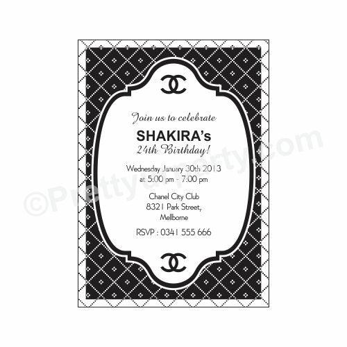 Chanel Theme E-Invitations ALL PARTY SUPPLIES Pretty UR Party