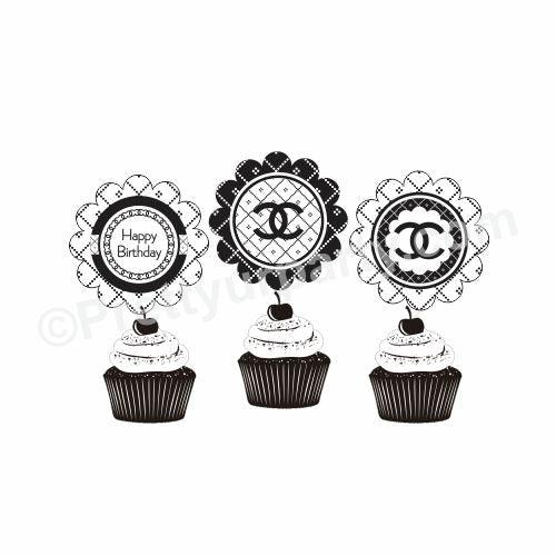 Chanel Theme Cupcake / Food Toppers THEME PARTIES Pretty UR Party