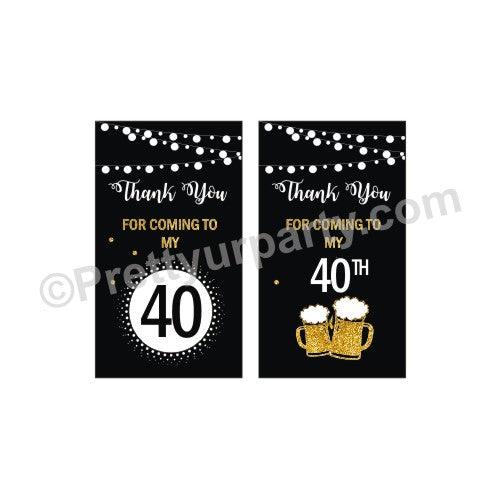 Cheers to 40th Birthday Theme Thank you Tags THEME PARTIES Pretty UR Party Default Title