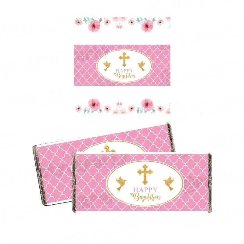 Baptism Pink Theme Chocolate Wrappers