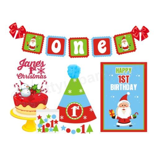 1st Birthday Merry Christmas Theme Package ALL PARTY SUPPLIES Pretty UR Party
