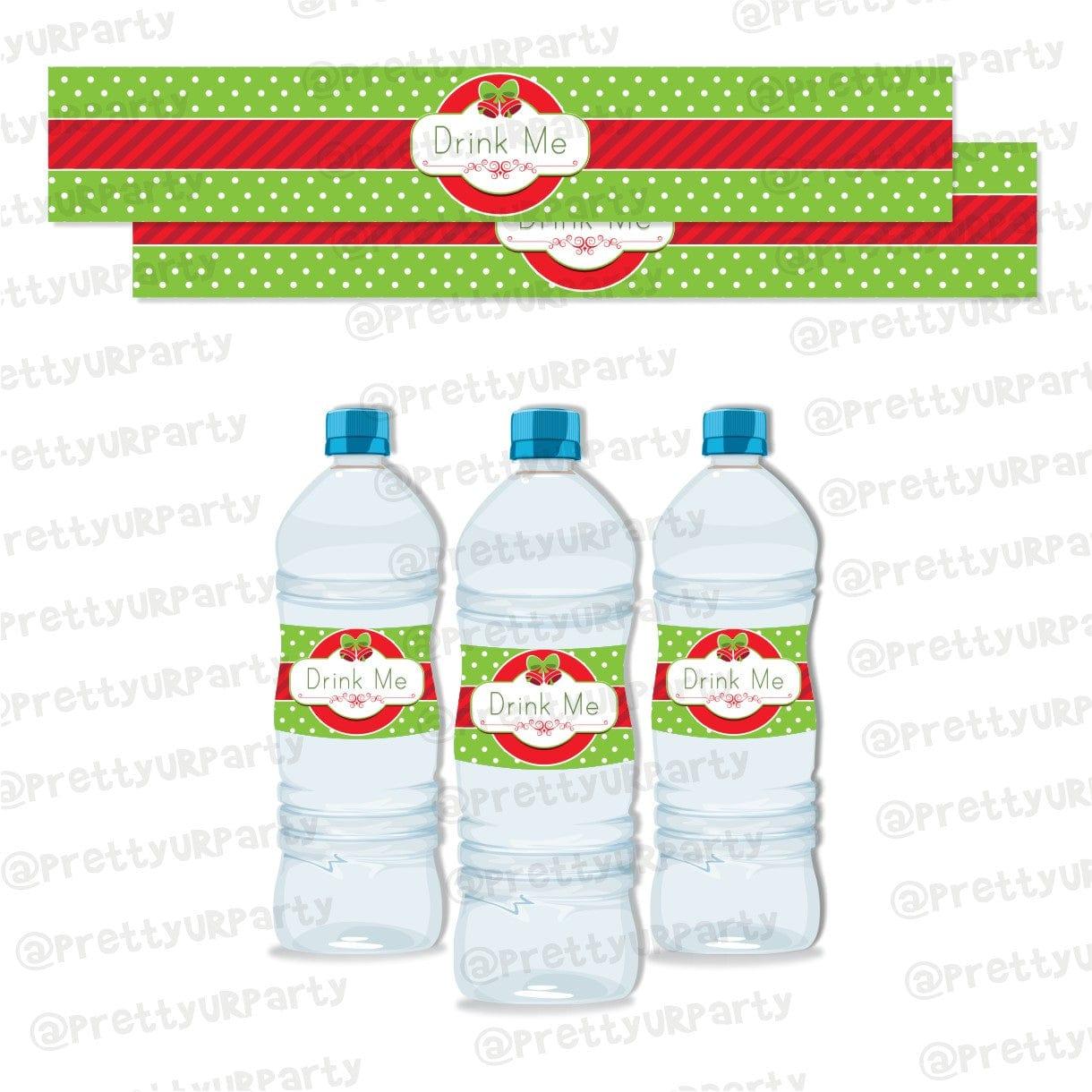 Christmas Water Bottle Lables ALL PARTY SUPPLIES Pretty UR Party