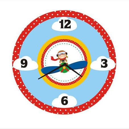 Personalised Little Aviator  Clock THEME PARTIES Pretty UR Party Default Title