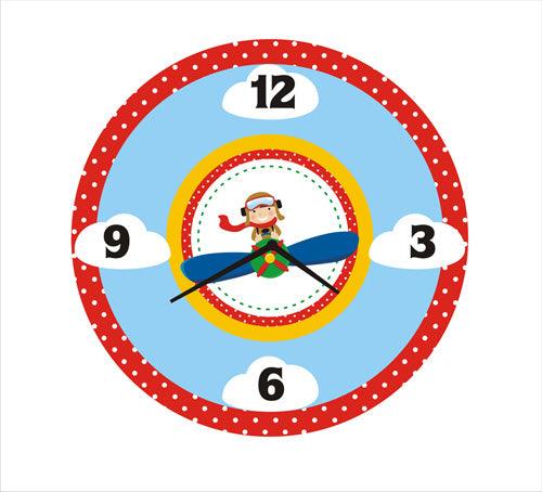 Personalised Little Aviator  Clock THEME PARTIES Pretty UR Party Default Title