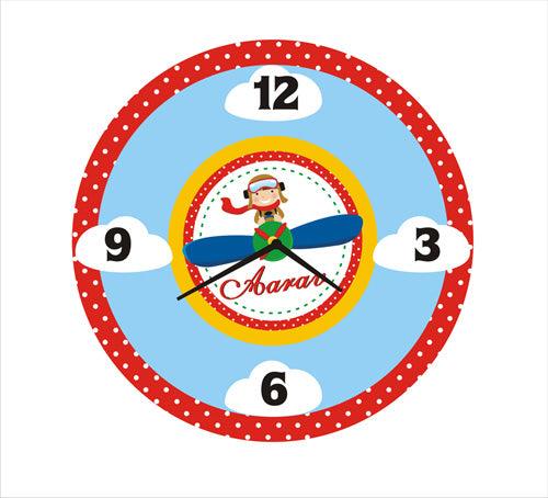Personalised Little Aviator  Clock THEME PARTIES Pretty UR Party