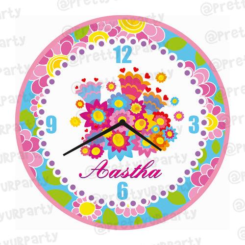 Personalised Flowers Clock RETURN GIFTS Pretty UR Party
