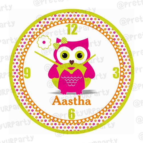 Personalised GirlyOwl Clock RETURN GIFTS Pretty UR Party