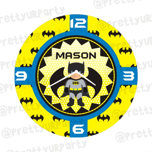 Personalised Batman Inspired Clock THEME PARTIES Pretty UR Party
