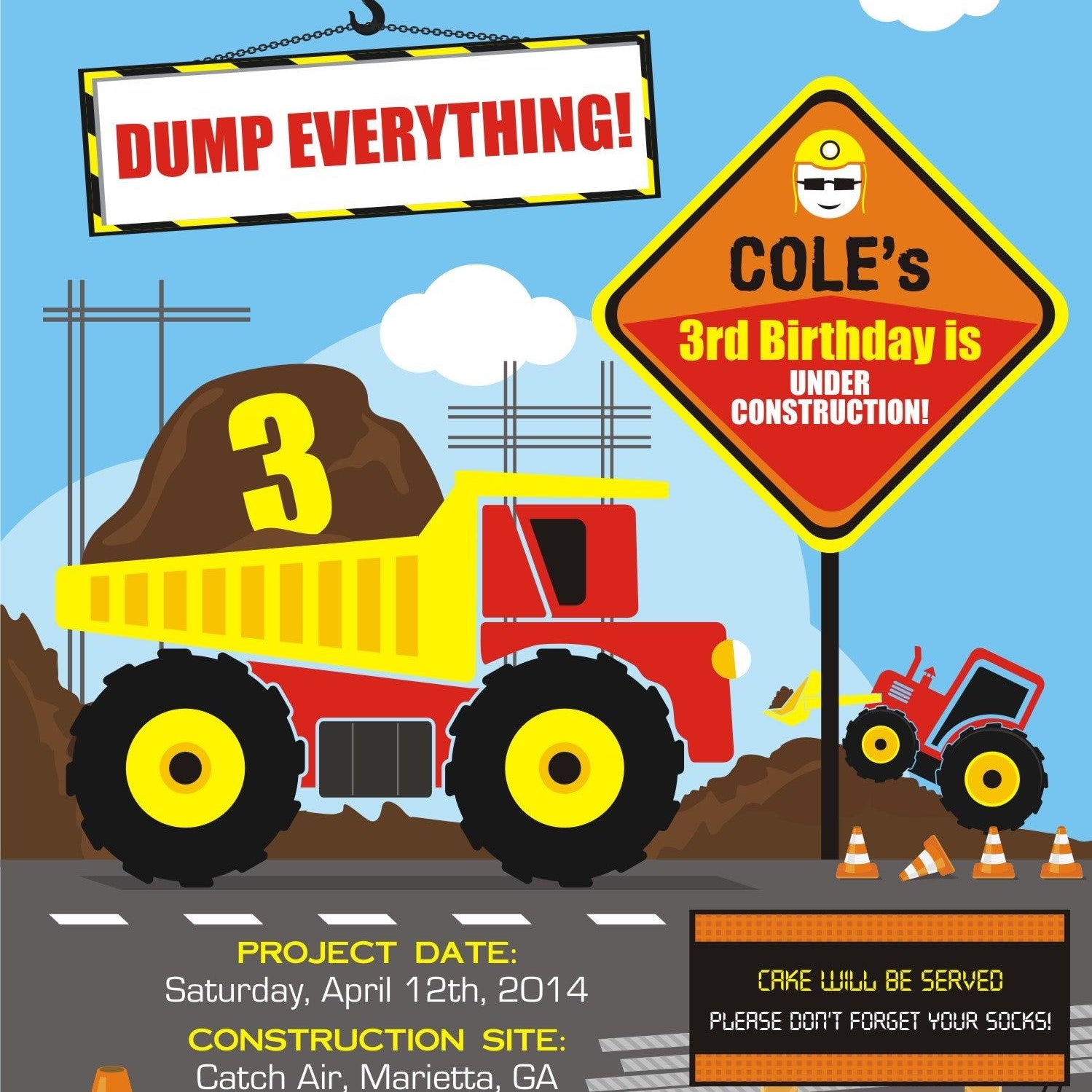 Construction Theme  Invitations ALL PARTY SUPPLIES Pretty UR Party Default Title