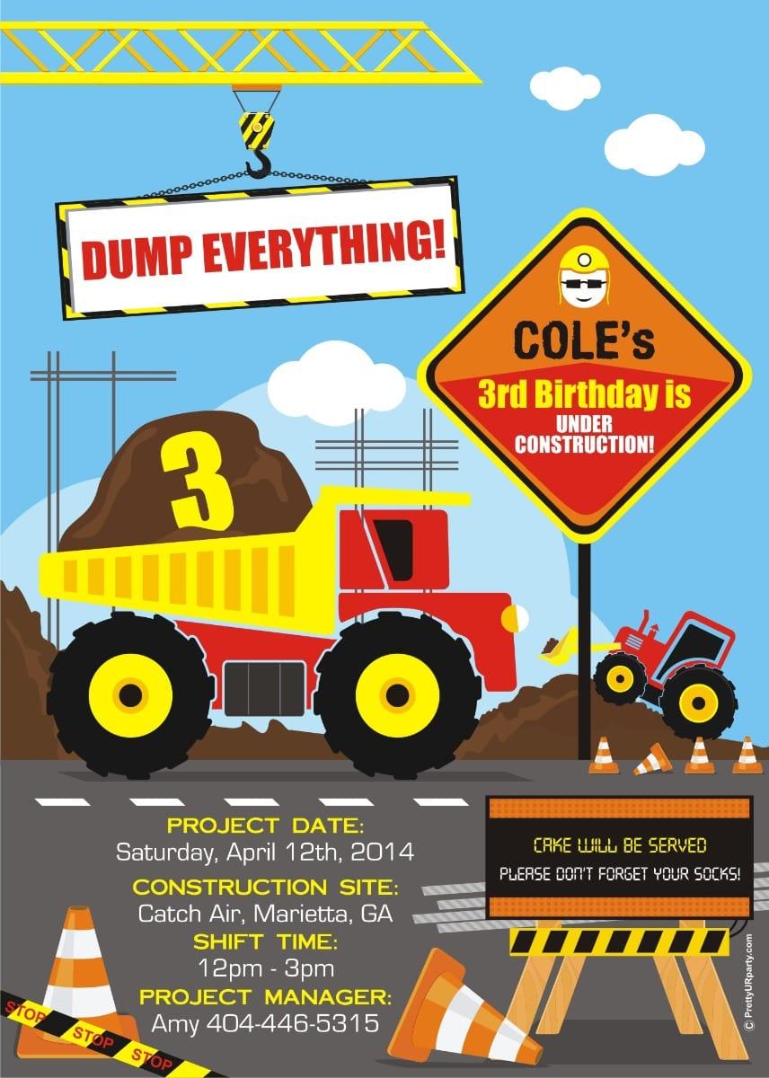 Construction E-Invitations THEME PARTIES Pretty UR Party