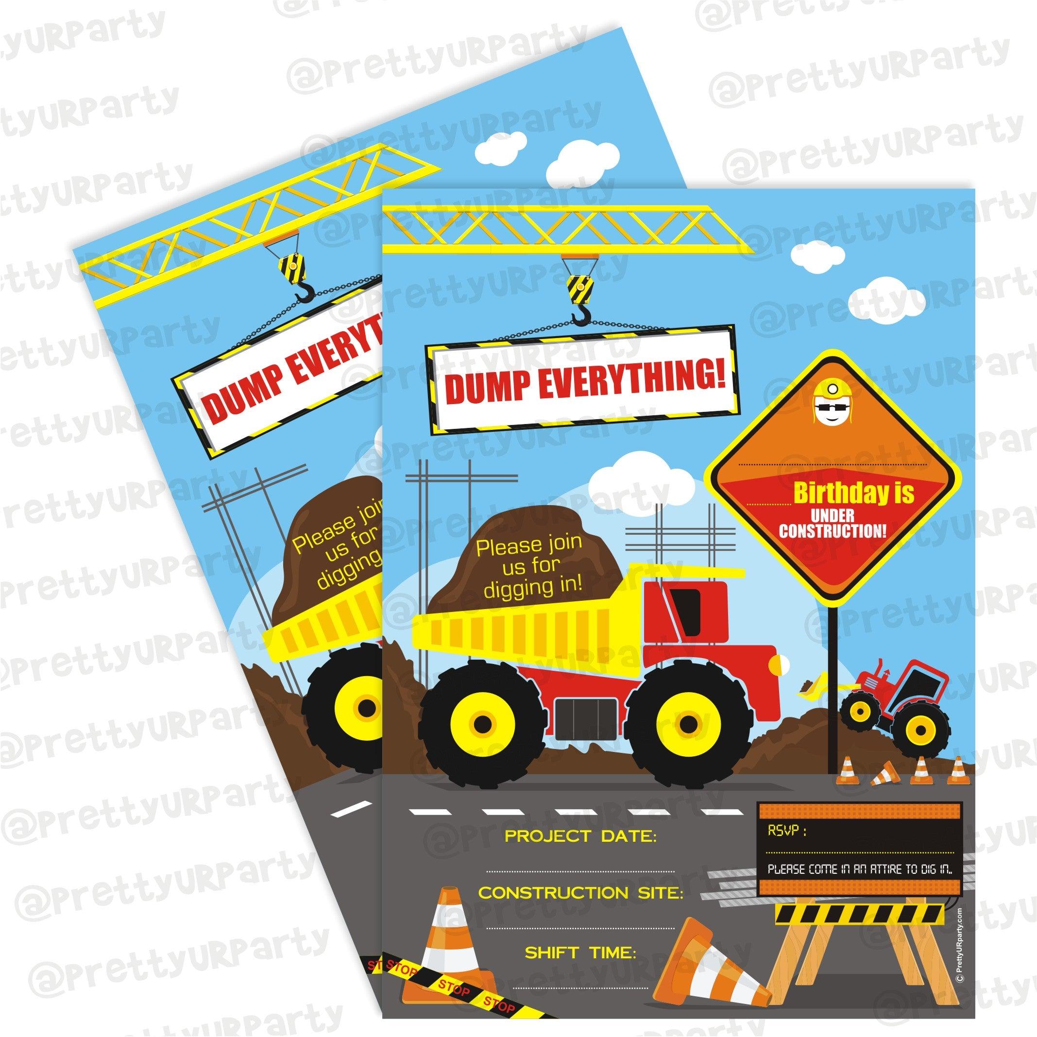 Construction Theme  Invitations ALL PARTY SUPPLIES Pretty UR Party