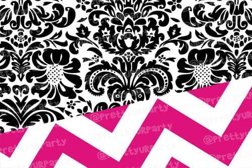 Pink Chevron and black damask Placemats TABLEWARE Pretty UR Party Set of 6 without Coasters