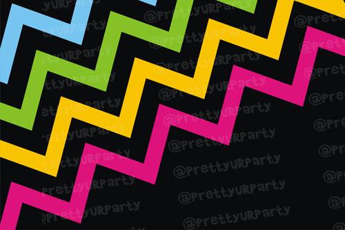 Black with neon chevron Placemats TABLEWARE Pretty UR Party Set of 6 without Coasters