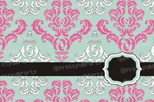 Grey and Pink damask Placemats TABLEWARE Pretty UR Party Set of 6 without Coasters