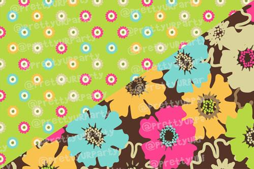 Green and brown floral Placemats TABLEWARE Pretty UR Party Set of 6 without Coasters