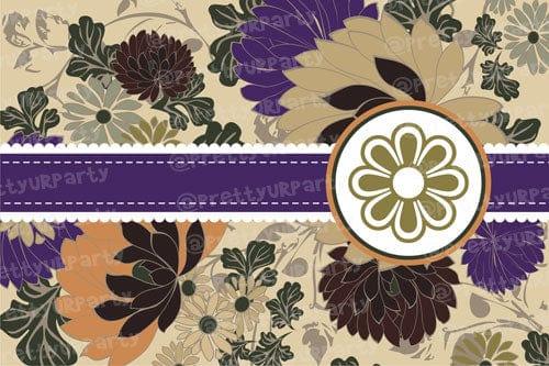 Purple and brown flowers Placemats TABLEWARE Pretty UR Party Set of 6 without Coasters