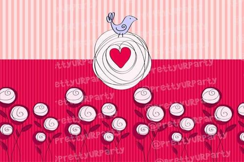 Pink and white stripes / flowers Placemats TABLEWARE Pretty UR Party Set of 6 without Coasters