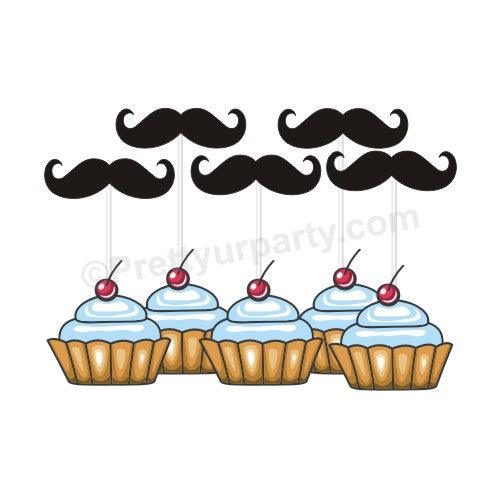 Moustache Cupcake Topper THEME PARTIES Pretty UR Party