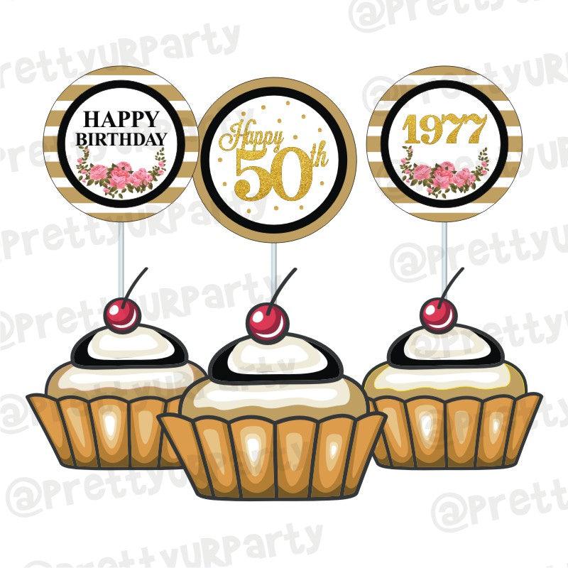 50th Birthday Theme Cupcake / Food Toppers THEME PARTIES Pretty UR Party Default Title