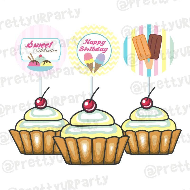 Ice Cream Theme Cupcake / Food Toppers THEME PARTIES Pretty UR Party Default Title