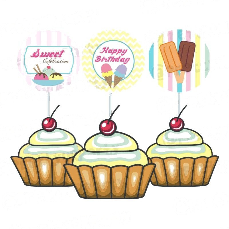 Ice Cream Theme Cupcake / Food Toppers