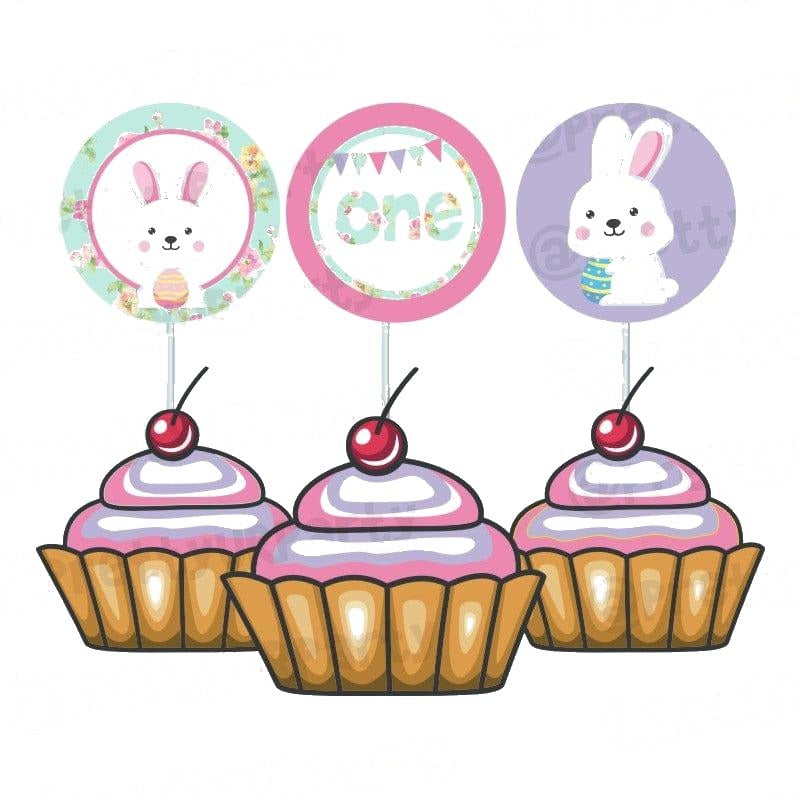Sum Bunny is One Theme Cupcake Toppers