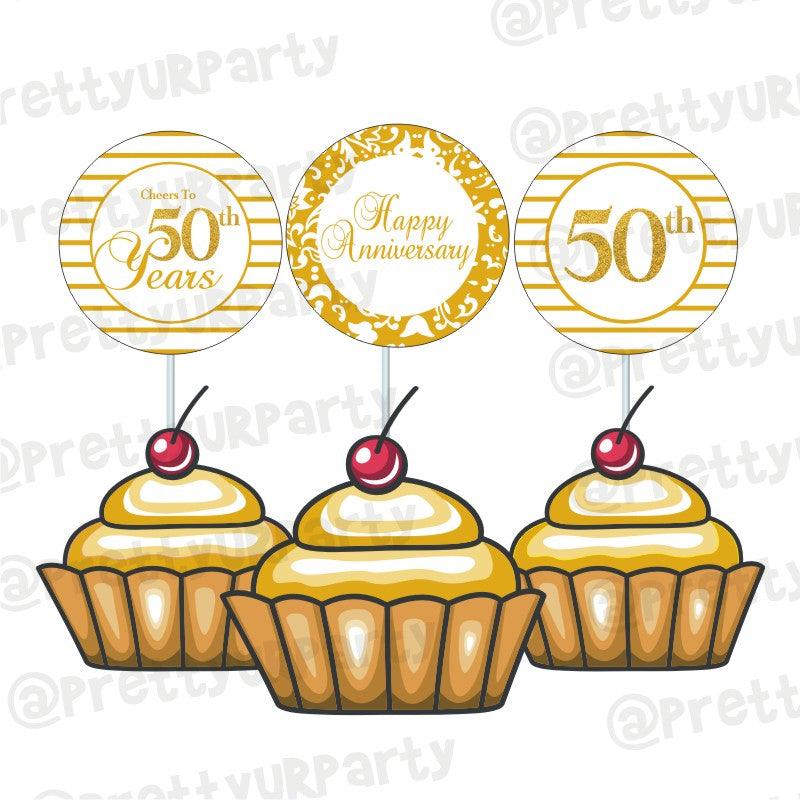 50th Anniversary Theme Cupcake / Food Toppers ALL PARTY SUPPLIES Pretty UR Party Default Title