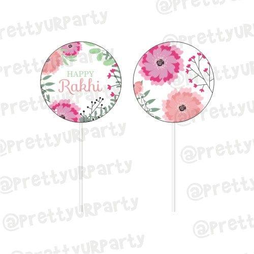 Pink Floral Rakhi Cupcake / Food Toppers ALL PARTY SUPPLIES Pretty UR Party Default Title