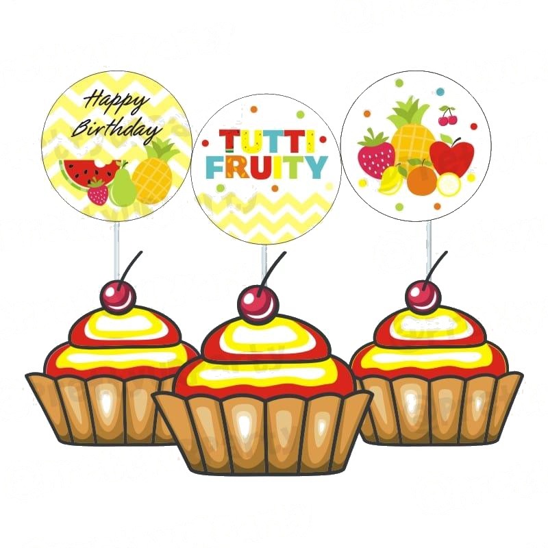 Tutti Fruity Theme Cupcake Toppers