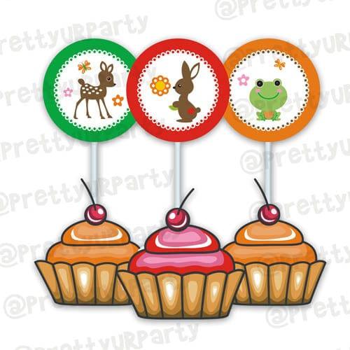 Woodland Forest theme Cupcake Toppers THEME PARTIES Pretty UR Party Default Title