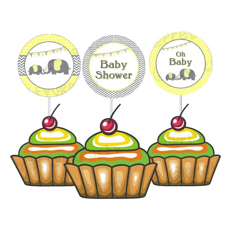 Elephant Baby shower Cupcake / Food Toppers
