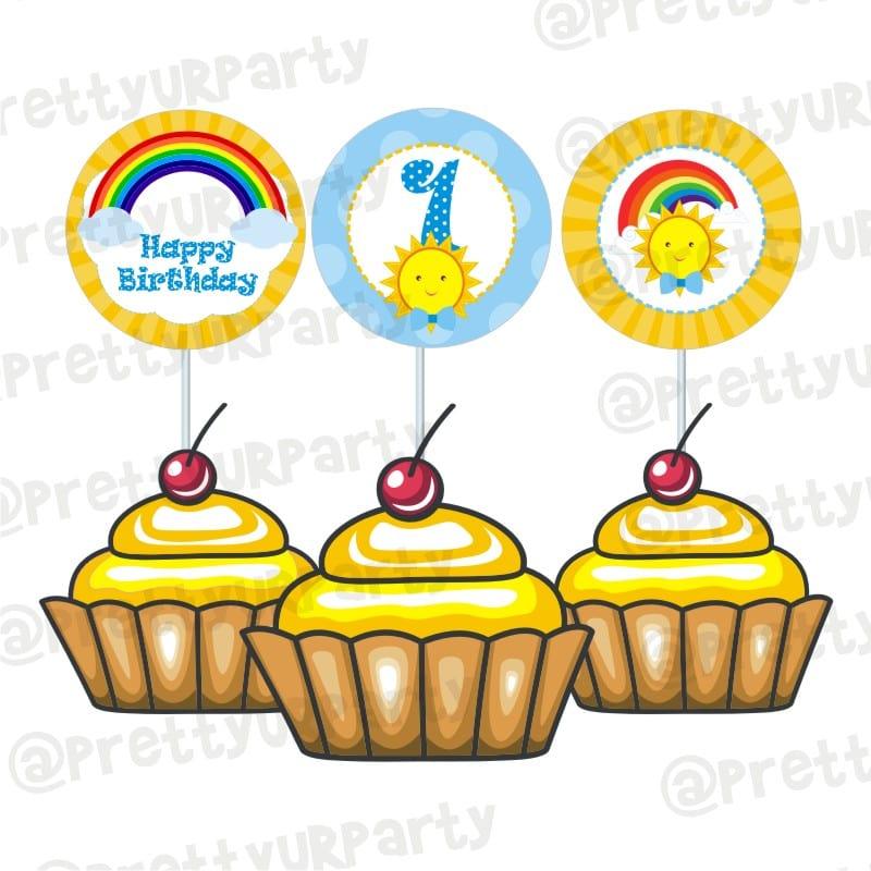 Sunshine Theme Cupcake Toppers ALL PARTY SUPPLIES Pretty UR Party Default Title