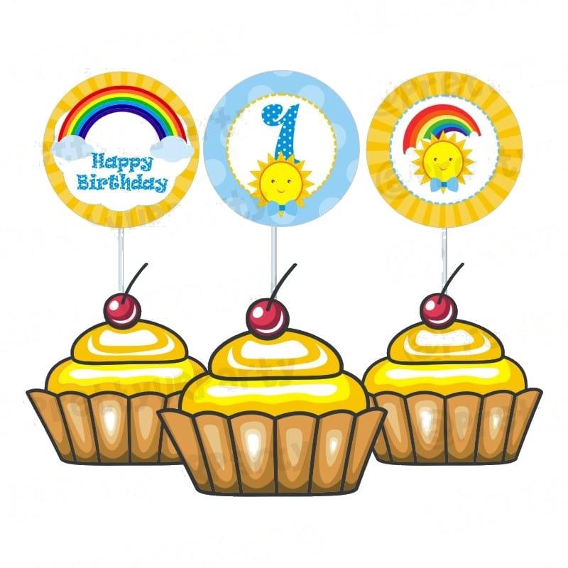 Sunshine Theme Cupcake Toppers