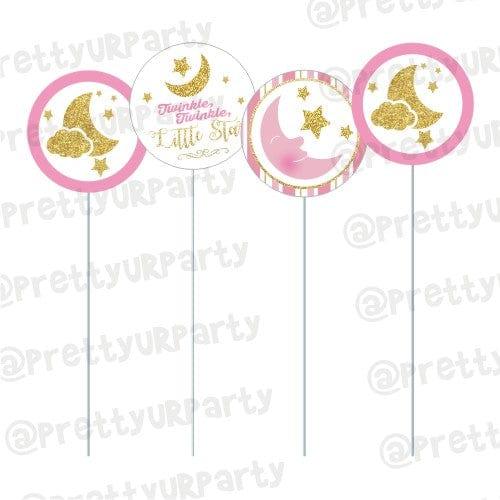 Twinkle Twinkle Little Star Pink Cupcake Toppers THEME PARTIES Pretty UR Party Default Title