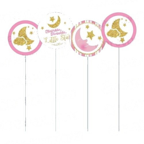 Twinkle Twinkle Little Star Pink Cupcake Toppers