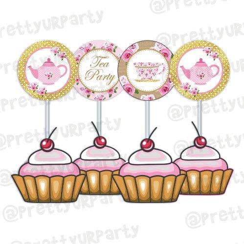 Tea Party theme Cupcake Toppers THEME PARTIES Pretty UR Party Default Title