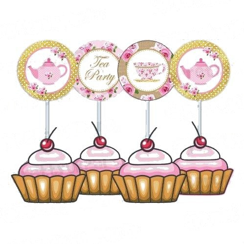 Tea Party theme Cupcake Toppers