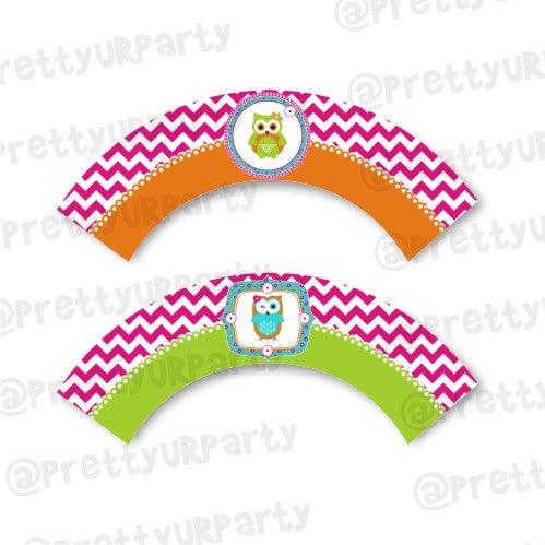 Girly Owl Cupcake Wrappers THEME PARTIES Pretty UR Party Default Title