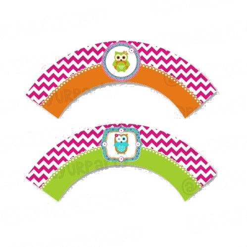 Girly Owl Cupcake Wrappers